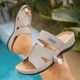 thumbnail image 4 of GERsome Womens Sandals Open Toe Slip-On Low Wedge Summer Slides Casual Comfort Walking Beach Vacation Sandals, Khaki Size 7, 4 of 9