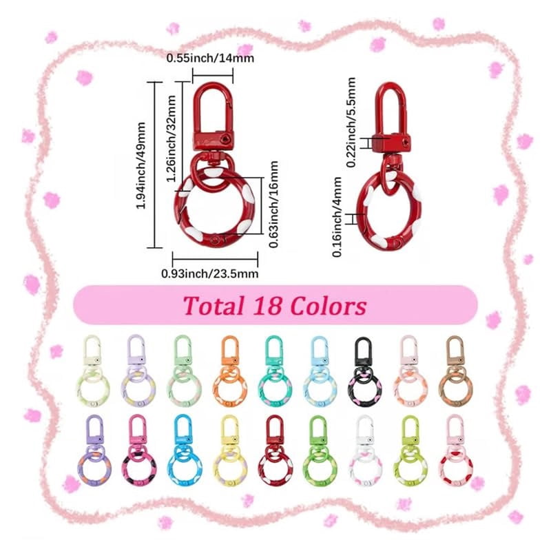 Candy Color Spring Keychain  Colorful Metal Lobster Claw Clasps with Spring Key Rings for DIY Crafts, Bag Charms, and Keychain Making for Crafters and Hobbyists