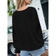 thumbnail image 4 of Blusa de manga larga con escote en V y encaje para mujer, camisa informal elegante de color negro liso para citas, XXL, 4 of 6