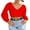 Jujube Red, variant on LOMON Women's Knitted Crop Deep V-Neck Long Sleeve Pullover Cross Wrap Front Loose Pullover Sweater