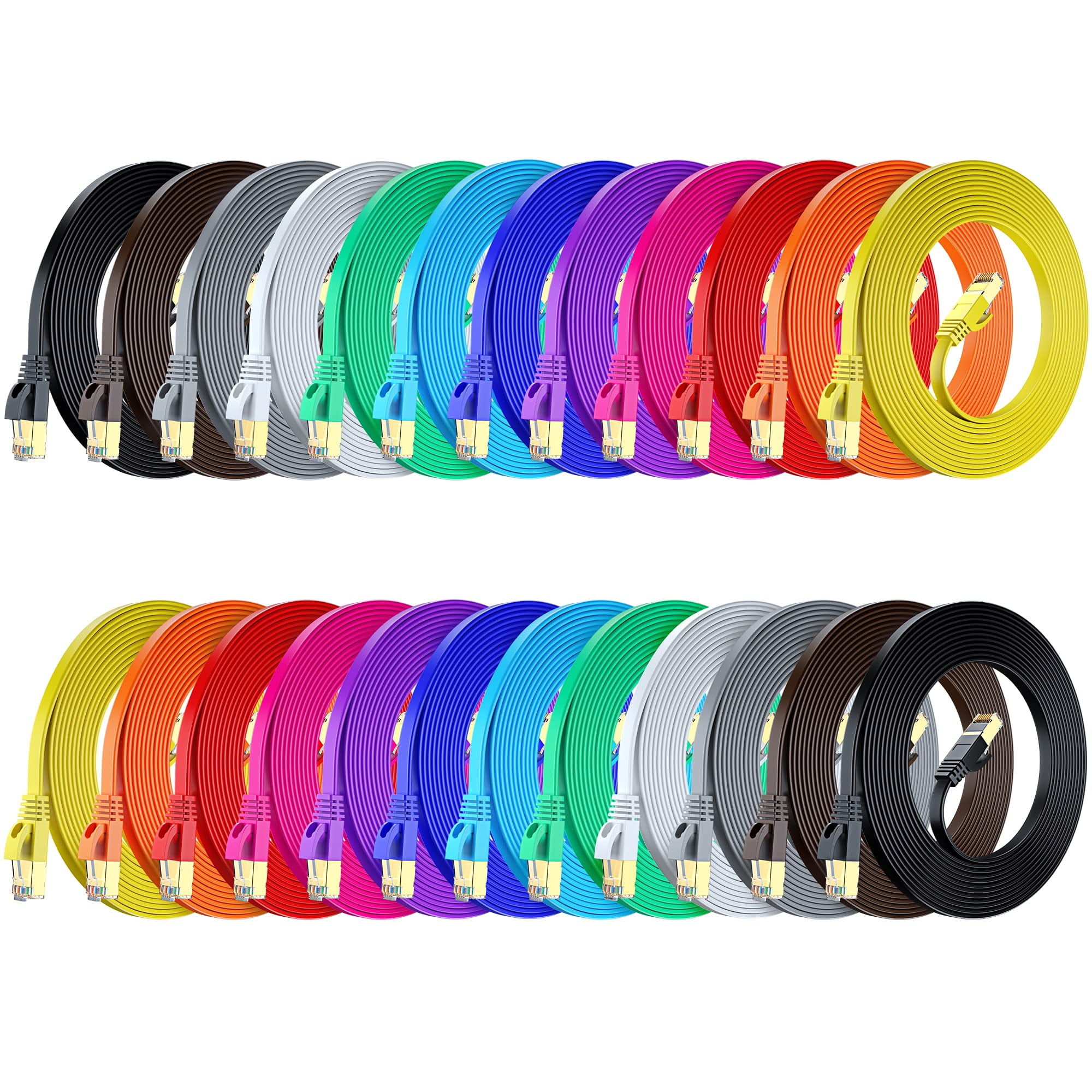 Cable & Cat7 Network Cable 25 ft, 24 Pack EasyHide Flat LAN