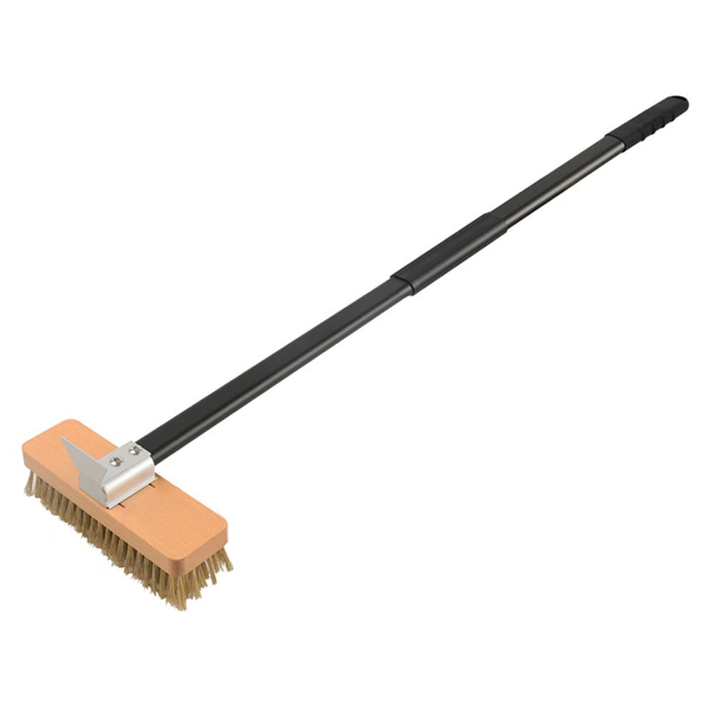 Pizza Oven Brush with Steel Scraper and Removable Aluminum Handle - 31.5\" Long Brass Bristle Cleaner for Wood Fired Ovens