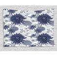 thumbnail image 1 of Dahlia Flower Decor Tapestry, Dotted Digital Paint of Dahlias Botanical Curved Rolled Wild Ray Blunts, Wall Hanging for Bedroom Living Room Dorm Decor, 80W X 60L Inches, Blue White, by Ambesonne, 1 of 2