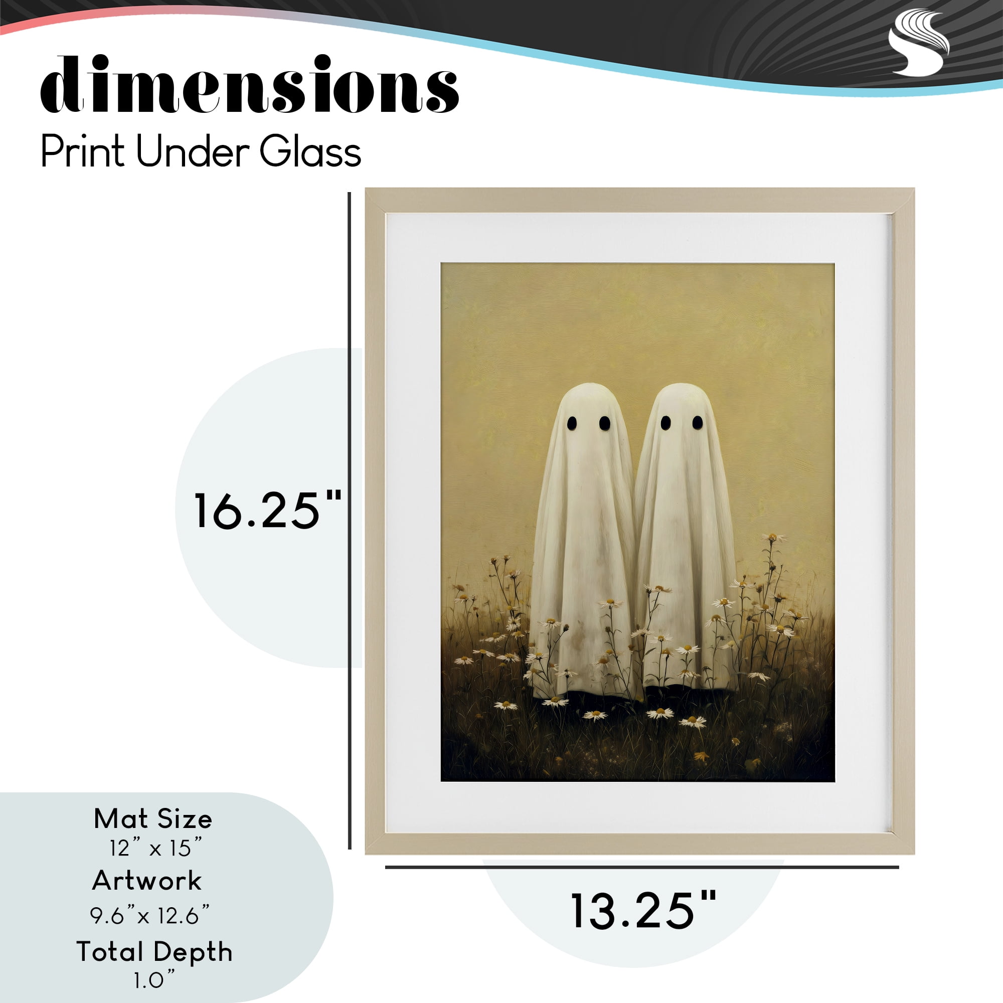 Daisy Ghost Couple Birch Framed Print Under Glass, design by Arlington Prints