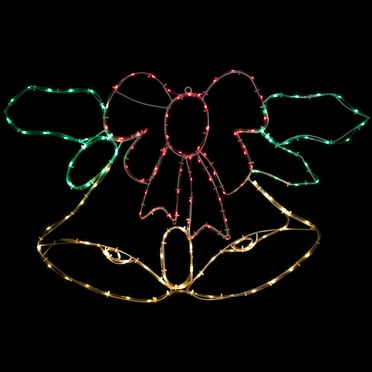 Northlight 34" Lighted Christmas Bell and Bow Window Silhouette Decoration