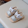 thumbnail image 4 of Sequin Bow Girls Dress Sandals for Toddler Little Kids Bling Summer Open Toe Dressy Princess Flats Wedding, 4 of 5