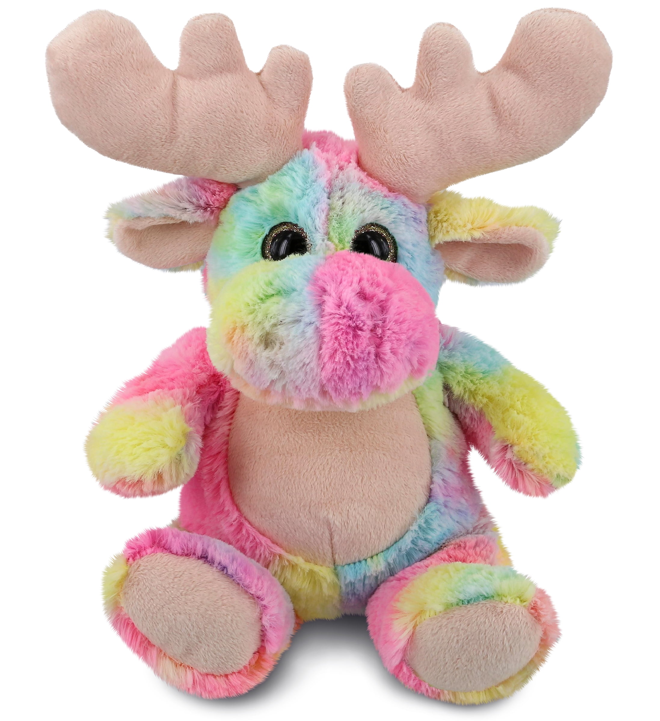 DolliBu Rainbow Moose Stuffed Animal Soft Huggable Moose Stuffed Toy