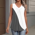 thumbnail image 3 of Kixjoy Womens Tank Tops Loose Fit V Neck Tank Top Sleeveless Trendy Pleated Tunic Tops Summer Floral Print Lounge Cozy Womens Summer Tops, Gray L, 3 of 6