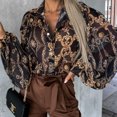 thumbnail image 4 of Blusas De Verano Blusas informales para mujer, camisa holgada con estampado floral, atuendo diario (negro L) Ygjytge para Mujer Negro T L, 4 of 6