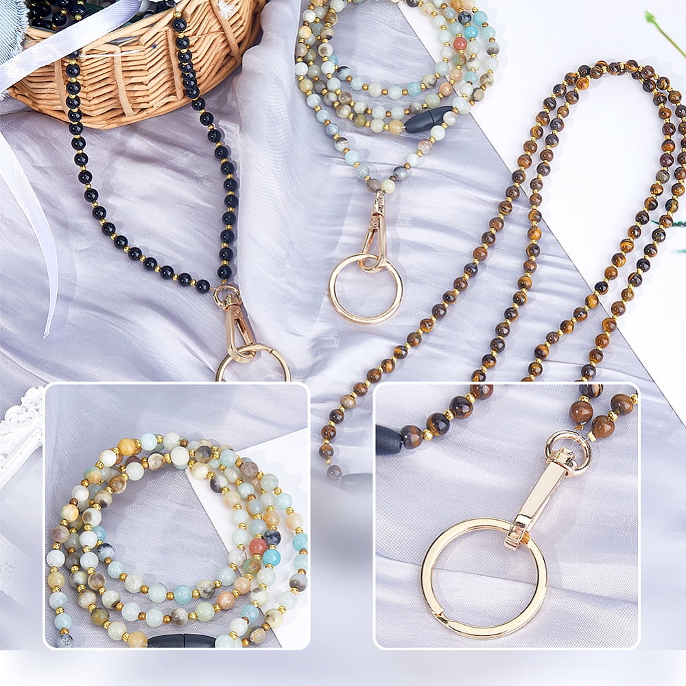 3Colors 3Pcs Accessories Lanyards for ID Badges Gemstone Lanyard Badge Teacher ID Badge Lanyard Keychain Jewelry Lanyard Badge Holder