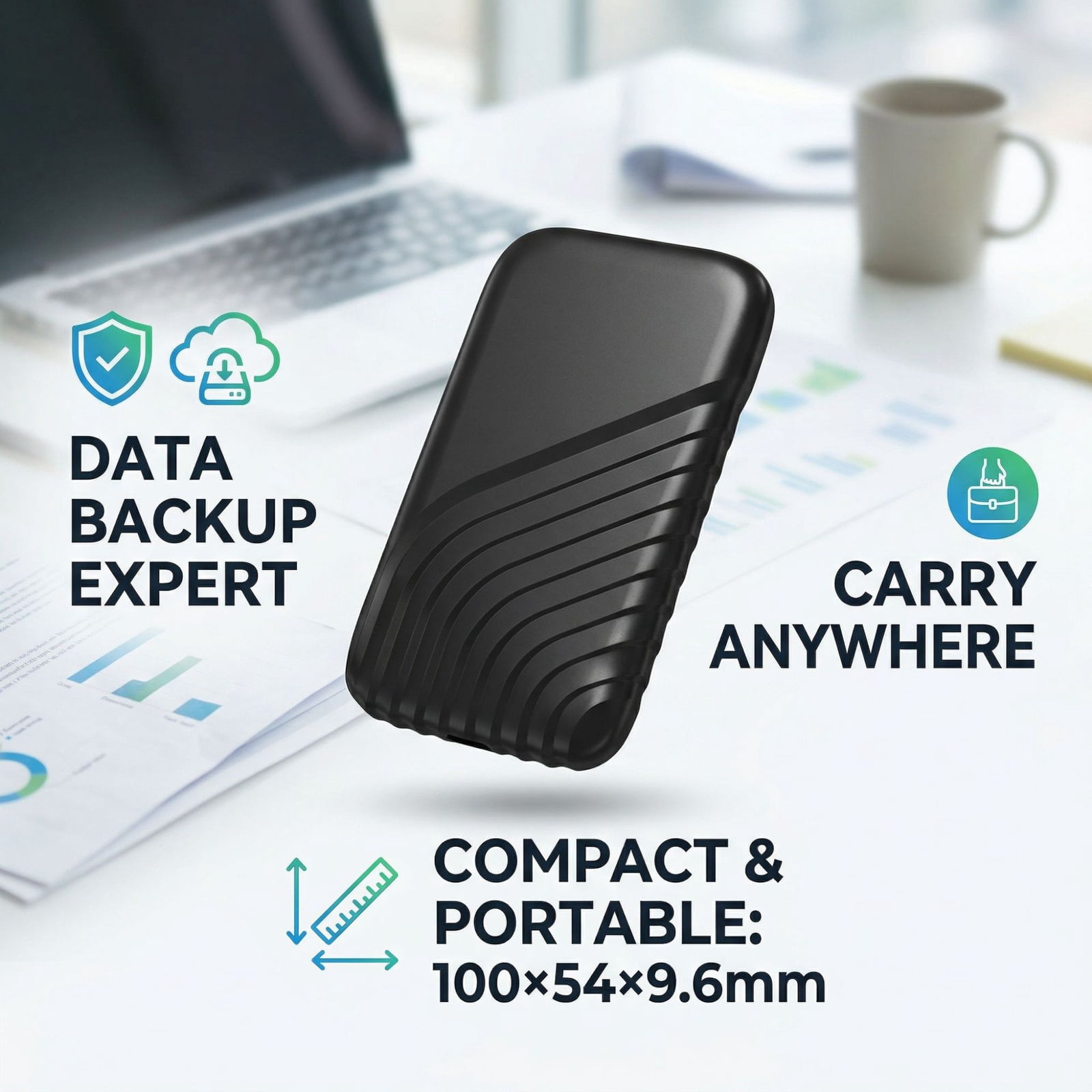 External SSD Portable Drive, 1050MB/s High Speed Solid State Storage for PC Laptop, Rugged Backup Drive for Photos Videos Blue