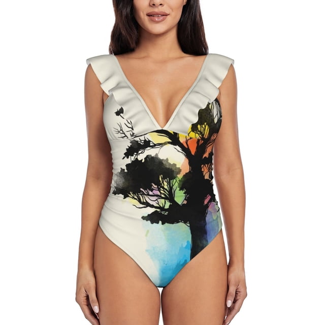 Natural Source One Shoulder Ruffle Swimsuits Sexy One Piece Swimsuit Women Swimwear Monokini Nature Natural Source