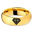 thumbnail image 2 of Tungsten Diamond Gemstone Adamantine Isometric Crystal Band Ring 7mm Men Women Comfort Fit 18k Yellow Gold Dome Polished, 2 of 4