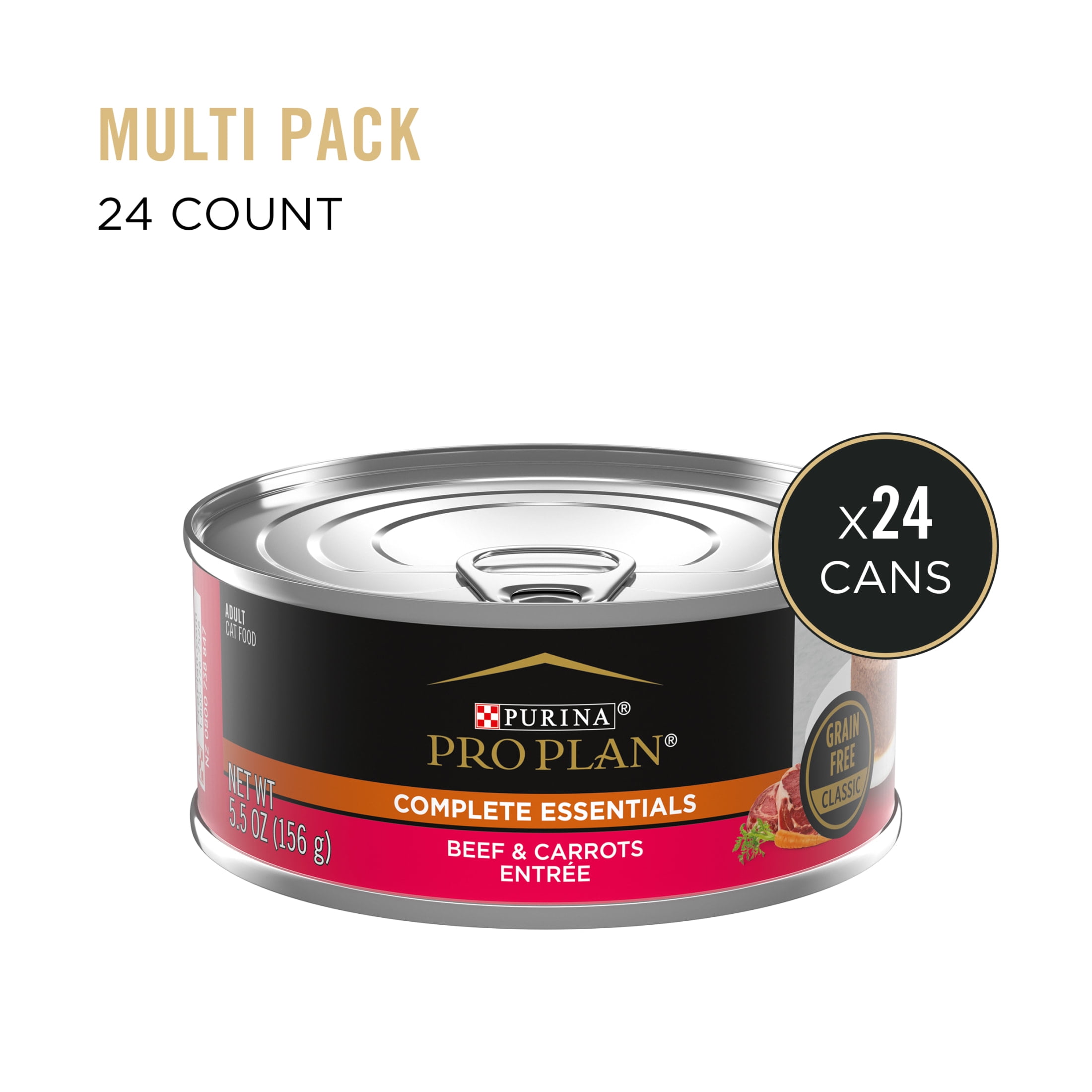 Purina Pro Plan, Grain-Free Beef & Carrots Entree, Wet Cat Food, 5.5 oz Cans, 24 Pack