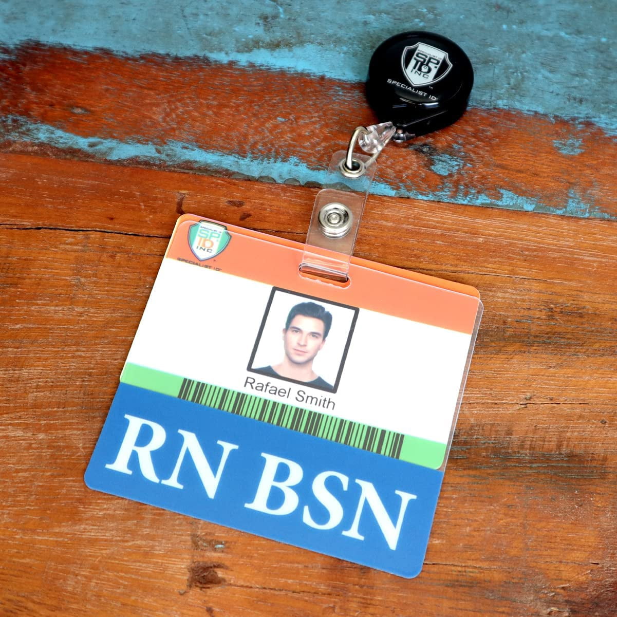 5 Pack - Clear RN BSN Badge Buddy Horizontal - Hospital & Nurse ID Backer Cards - Transparent Title/Role Identifier - Wear Behind Medical Name Badge on I’D Reel or Lanyard by Specialist ID (Blue)