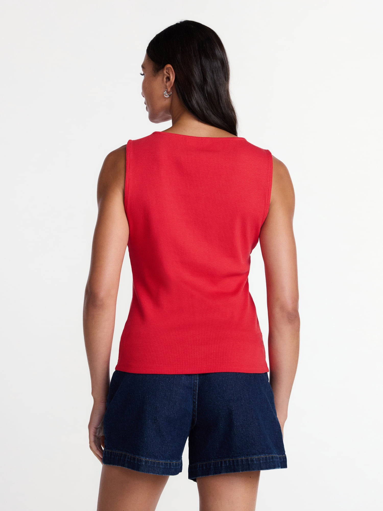 Time and Tru Women's Button Front Tank Top, Size XS-XXXL