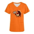 thumbnail image 4 of Xfvqtps Thanksgiving Scrub Tops for Women Soft V-Neck Scrubs Comfortable Nursing Uniforms Short Sleeve Tops Turkey Print Blouse Protective Clothing Working Uniforms with Pockets Orange, 4 of 6