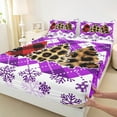 thumbnail image 3 of Manfei Leopard Print Xmas Tree Bed Sheets, Purple Snowflakes King Sheets for Kids, Merry Christmas Sheet Set, Lightweight Room Decor 4pcs, 3 of 7