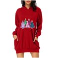 thumbnail image 1 of Pisexur Robes pour Femmes Imprimé Arbre de Noël Sweat à Capuche Robe de Soirée Décontractée Manches Longues Mini Robes de Vacances d'Automne pour Femmes avec Poches, 1 of 3