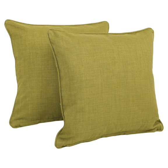 Blazing Needles Outdoor Spun Poly 20-Inch by 20-Inch by 6-Inch Throw Pillow, Avocado, Set of 2