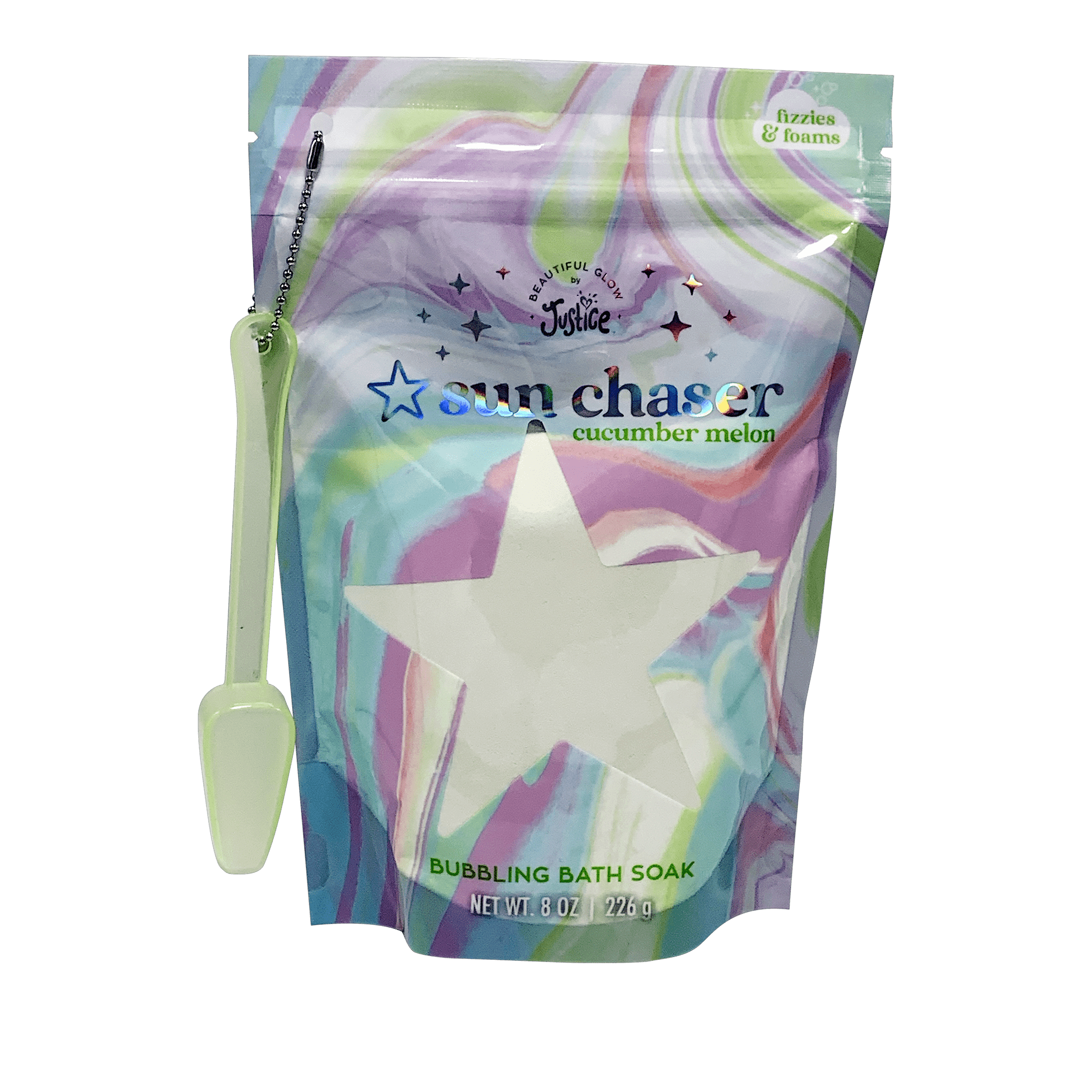 Beautiful Glow by Justice Bubbling Bath Soak, Sun Chaser Cucumber Melon, 8 oz