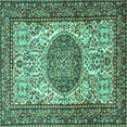 thumbnail image 1 of Ahgly Company Machine Washable Indoor Square Persian Turquoise Blue Traditional Area Rugs, 4' Square, 1 of 4