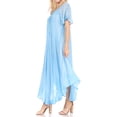 thumbnail image 3 of Sakkas Myani Two Tone Embroidered Sheer Cap Sleeve Caftan Long Dress | Cover Up - Turq - One Size Regular, 3 of 5