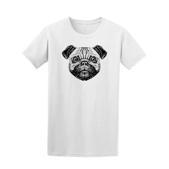 Realistic Pug Drawing Tee. Men's -Image by Shutterstock