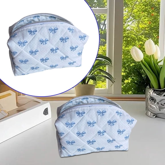 Yaouit Bow Makeup Bag for Women - Cute Cosmetic Pouch, Toiletry Organizer Bag, Make Up Organizer, Coquette Aesthetic Skincare Bag, Bathroom Travel Essentials