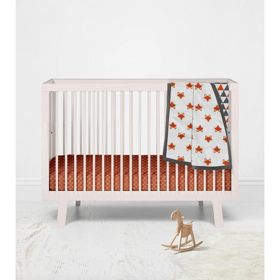 Bacati - Playful Fox Orange/Grey Mini Crib Bedding Set