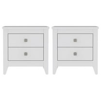 Home Square 2 Shelf Engineered Wood Nightstand in White - Set of 2