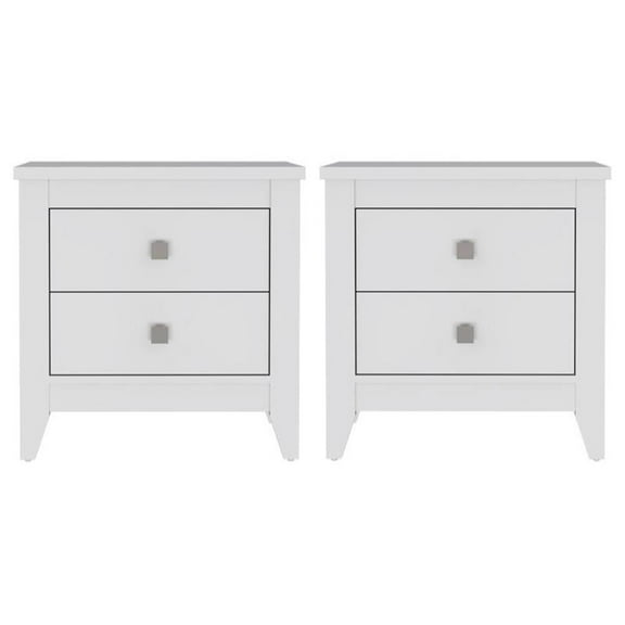 Home Square 2 Shelf Engineered Wood Nightstand in White - Set of 2