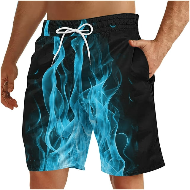 Pantalones Cortos Deportivos para Hombre, Pantalones Cortos de Playa con Cordón Impreso para el Día de la Independencia con Bolsillo Hechos de 95% Poliéster 5% Spandex, Pantalones Cortos Deportivos Pa