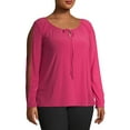thumbnail image 6 of Ella Samani Women's Plus Size Tie Front Long Sleeve Top, 6 of 6