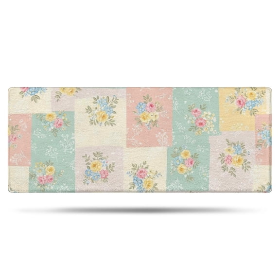 Pioneer Flower Floral Print Pattern Bathroom Rugs Mat, Non Slip Microfiber Bathroom Rug with Rubber Backing, Soft Mats for Bathroom Floor Tub Shower, 24"x60"