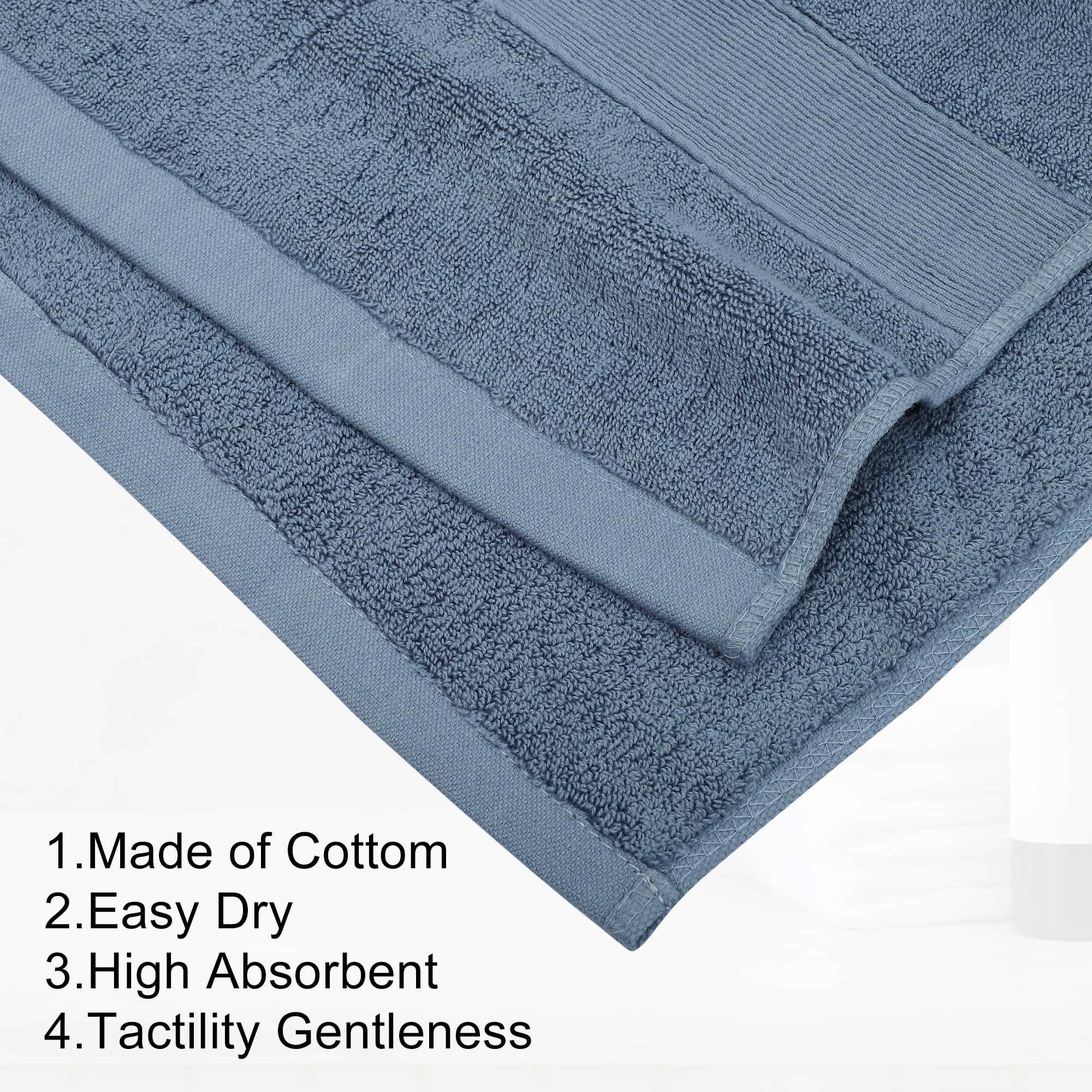 Unique Bargains 1 Pc Cotton Bath Towel Absorbent Cotton Towel 27.56"x55.12" Blue