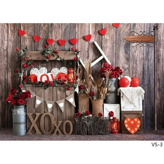 ZHISUXI Brick Wall Red Heart Valentine's Day Photography Backdrops Props Romantic Love Wooden Photo Studio Background RQ-13