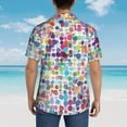 thumbnail image 4 of Pofeuu Colorful Watercolor Dots Print Hawaiian Shirt for Men Sleeves Casual Button Down Summer Beach Dress Shirts T-Shirts,Large, 4 of 7