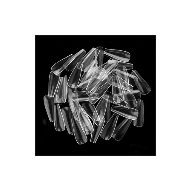 Vogacara Paquete de 100 uñas postizas largas con estuche transparente Bailarina transparente artificial de longitud completa Cubierta completa Uñas Type3 NO3 Vogacara CE009704-01