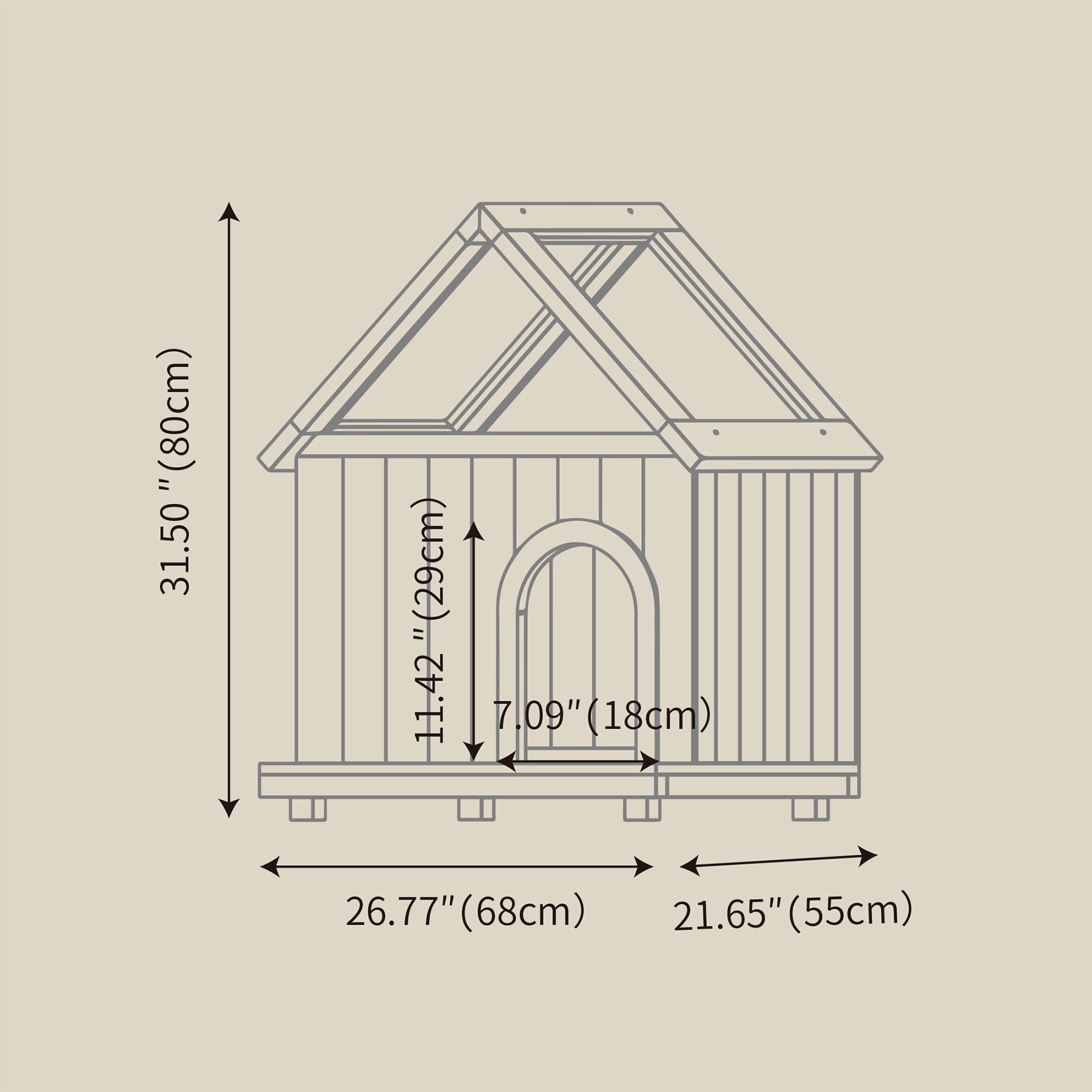 S-HOME Daisy Cat House with FSC-Certified Cedar and Acrylic Roof, Wooden Shelter for Cats and Small Dogs Weight 11-25 lbs