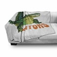 thumbnail image 2 of Reptile Soft Flannel Fleece Blanket, Grumpy Alligator Has a Word Gator Crocodile Humor Wild Life Safari Aquatic, Cozy Plush for Indoor and Outdoor Use, 50" x 60", Green Orange White, by Ambesonne, 2 of 5