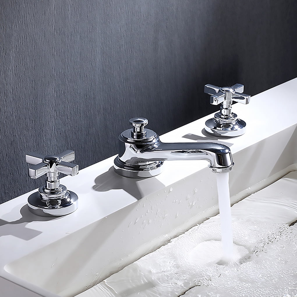 Hot Cold Water Widespread Bathroom Toilet Faucet With Double Handles 3 Holes Brass Water Faucet Walmart Com Walmart Com