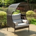 thumbnail image 2 of Summit Living Outdoor Patio Lounge Egg Chair, Wicker Chair with Cushions, 35.8" Oversize single sofa, Brown & Beige, 2 of 13