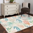 thumbnail image 4 of Teal Red Coastal Area Rugs Collection 3'x5', Nautical Seahorse Beach Coral Starfish Retro Non Slip Indoor Rectangle Throw Runner Rug Floor Mat Carpet for Living Room Dining Table Bedroom Nursery, 4 of 9
