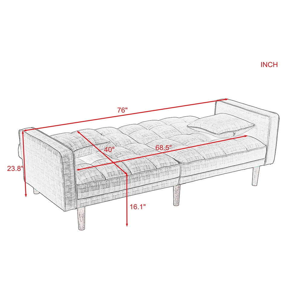 Lowestbest Modern Futon Sofa Bed with 2 Pillows for Small Spaces Living Room Bedroom, Gray Lowestbest Modern Futon Sofa Bed with 2 Pillows for Small Spaces Living Room Bedroom, Gray