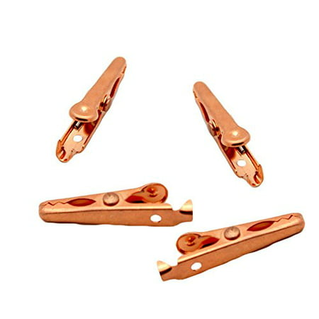 Solid Copper Alligator Clips (4 pack) Crocodile Jaw Soldering Heat Sink & DIY Test Clip Wire Connector Rated for 5 Amps (5a) & Up To 12 ga (12awg) Wire, Copper By ProTechTrader from