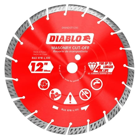 

Diablo by Freud DMADST1200 12 in. Diamond Segmented Turbo Cut-Off Discs for Masonry Multi One Size C27