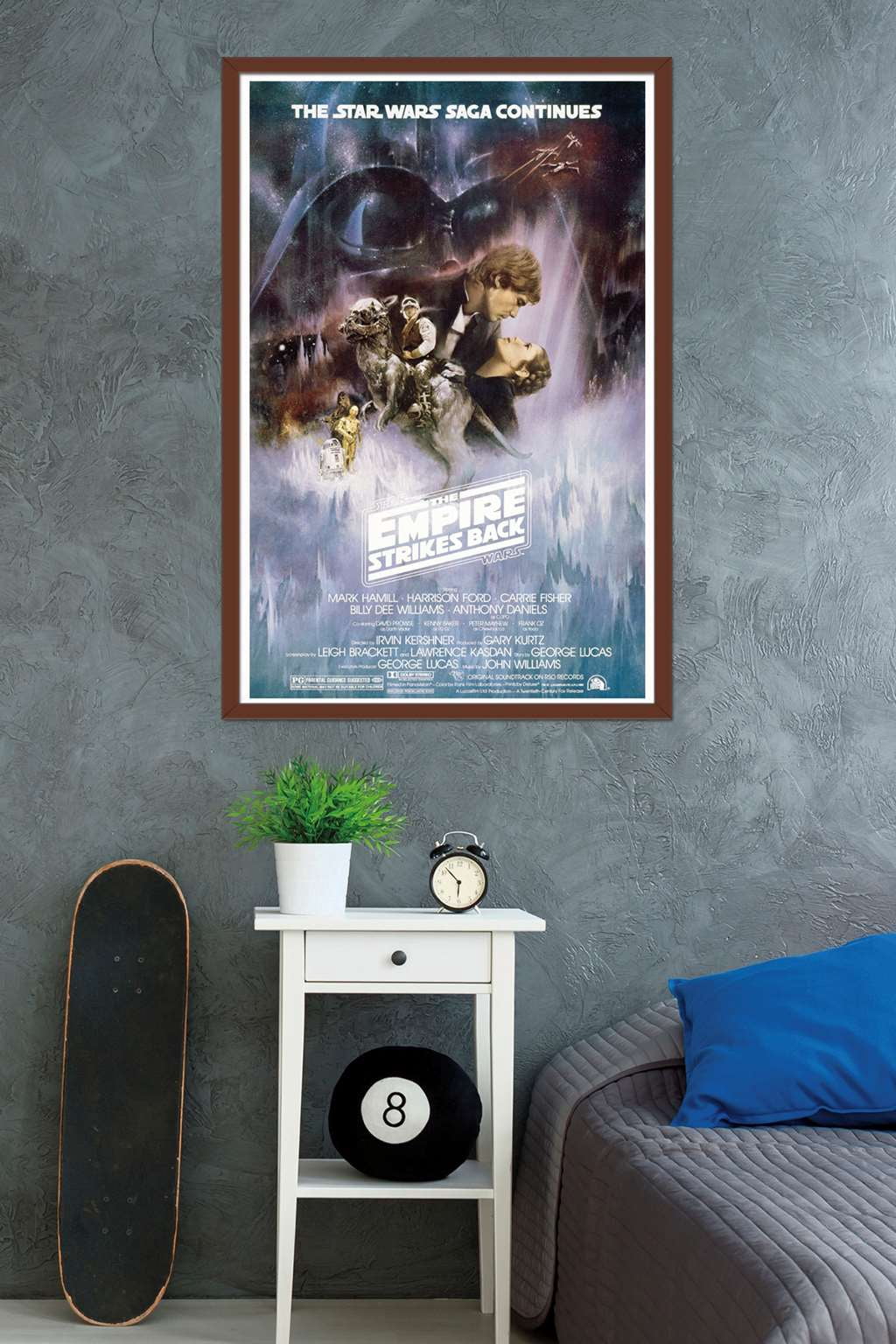 Star Wars: The Empire Strikes Back - The Saga Continues One Sheet Wall Poster, 22.375" x 34", Framed