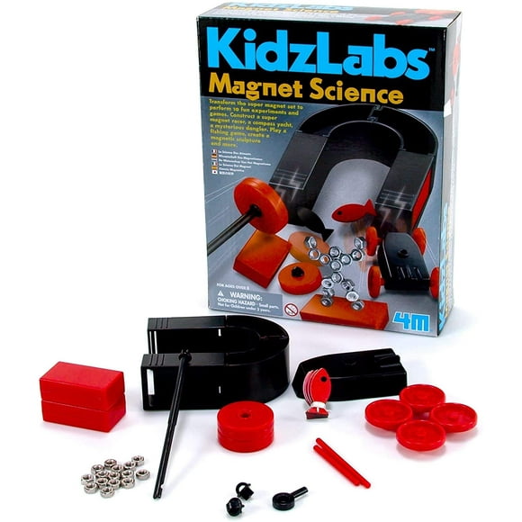 4M Magnet Science Kit - 10 Magnetic Experiments & Games (over 25 pieces to Build & STEM Learn From) - Power the Racer with a Magnet, Levitate a Magnet, Magnetic Yacht & Fishing, Boys & Girls, Age 8+