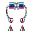 thumbnail image 3 of 5 Pair Stainless Steel Fake Non-Piercing Nose Rings Rock Lodestone Fashionable Punk Style Trend Body Jewelry Hoop Women Men Colorful, 3 of 8